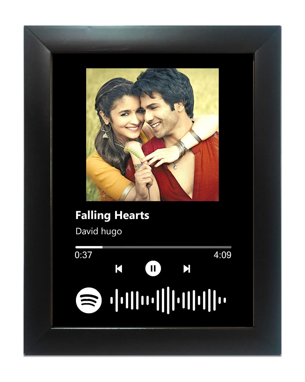 SPOTIFY FRAME/Spotify Plaque Photo Frame (6x8 inch Size, Black Frame, Black Theme Photo)