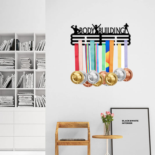 Medal Hanger Display Holder Body Building Female Sport Iron Hook Rack Frame Medal Hanger Awards Ribbon Wall Mounted Award Holder