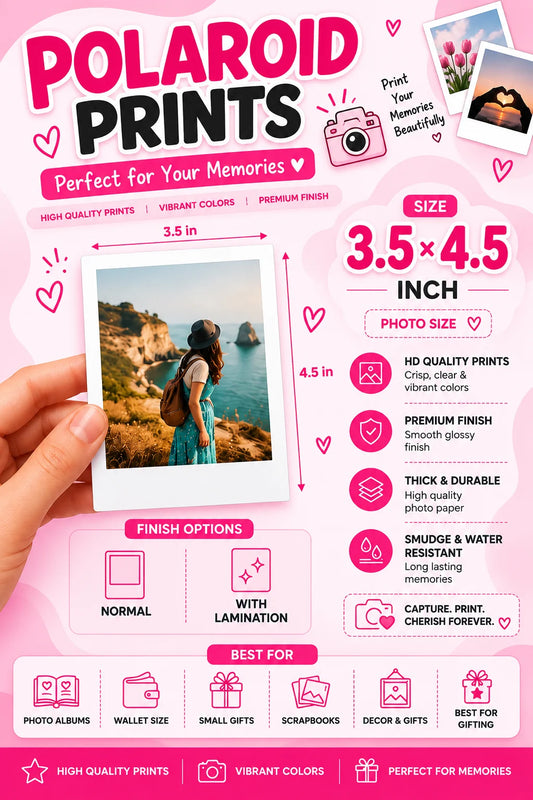 Large Customised Polaroid Prints (12 Photos) | Personalised Photo Prints