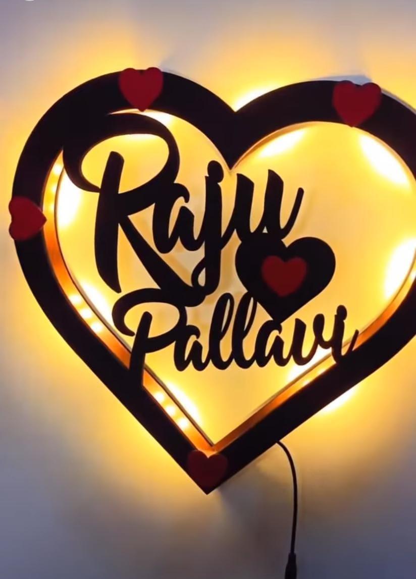 Customized Heart Led Name Frame - Planet Customizers