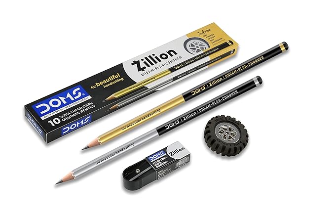 DOMS Zillion Customised Name Pencil Box (10 Pencils + Eraser + Sharpener)