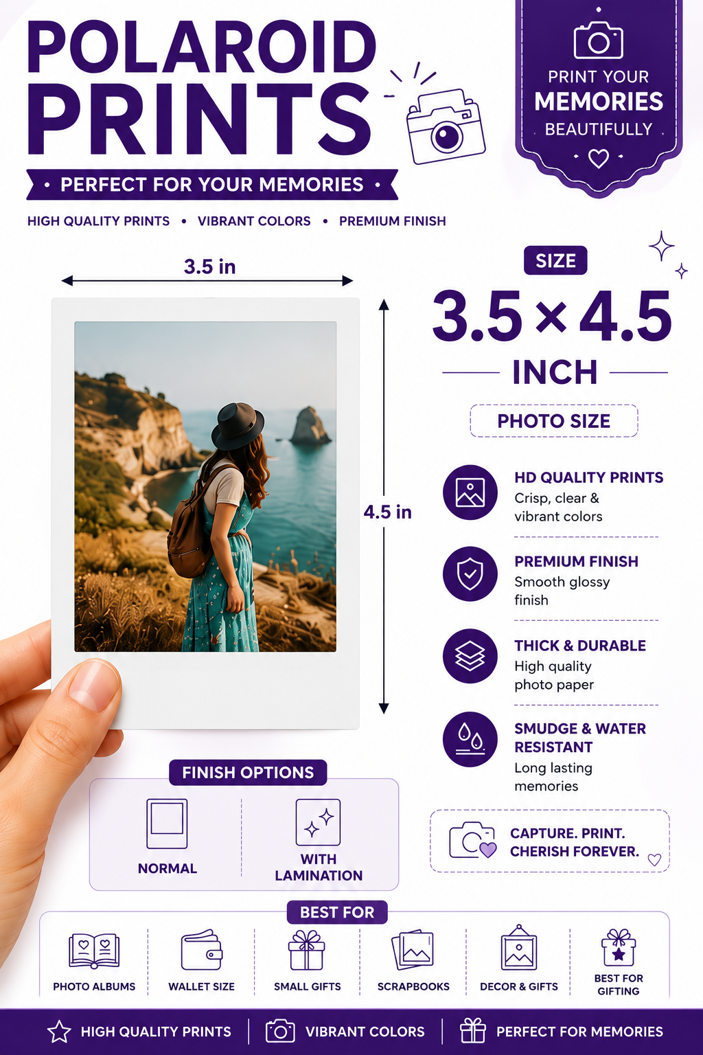Large Customised Polaroid Prints (12 Photos) | Personalised Photo Prints