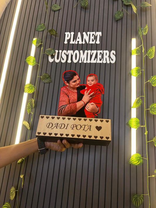 Customised Caricature with Wooden Engraved Box
