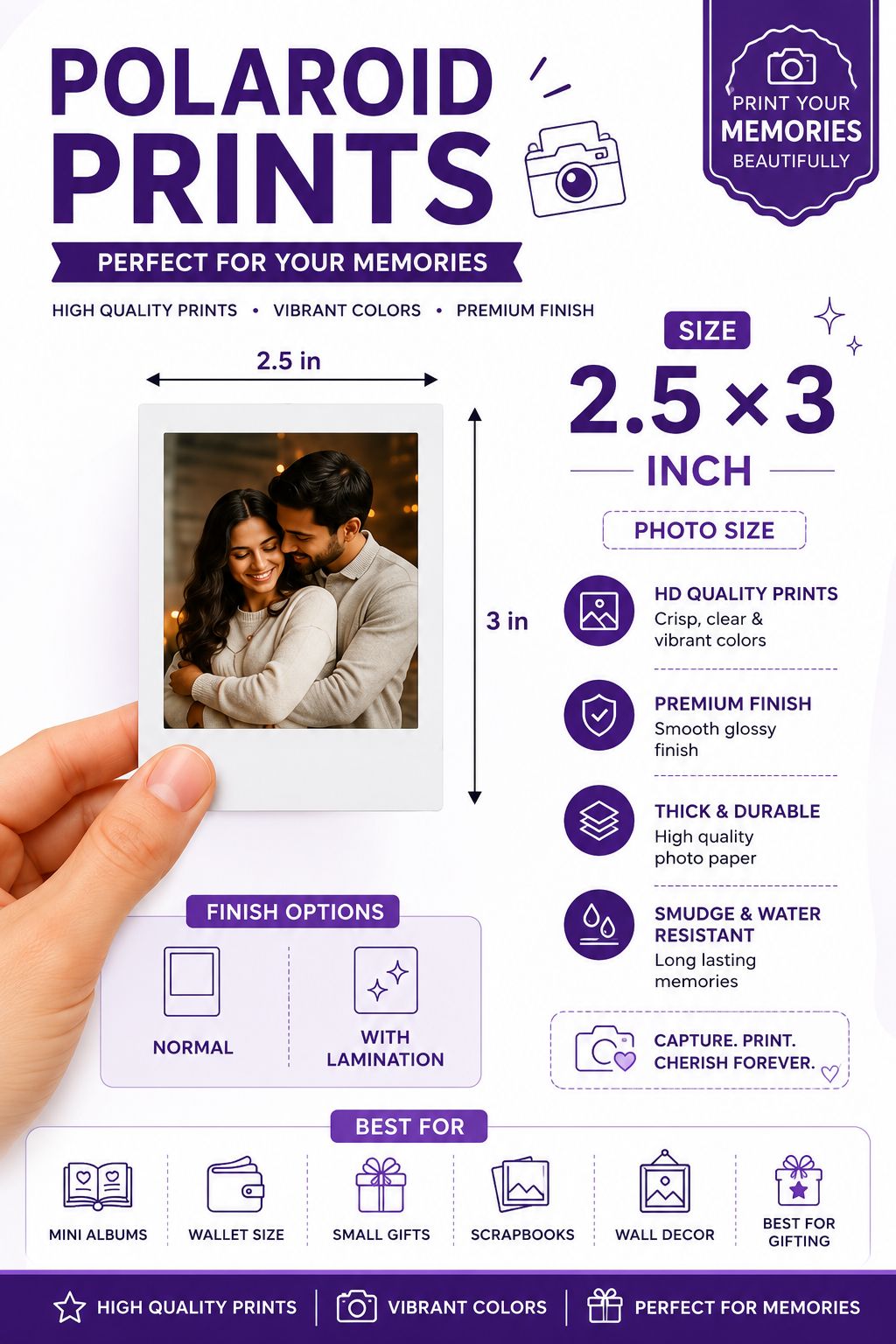 Small Customised Polaroid Prints (30 Photos) | Personalised Photo Prints