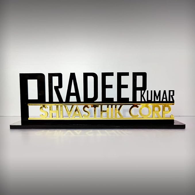 Customised Desk Nameplate Holder for Corporate Home Office Personalised Nameplate Holder | Customised Wooden Nameplate for Office Desk Lightweight Durable and Attractive Unique Personalised Gift