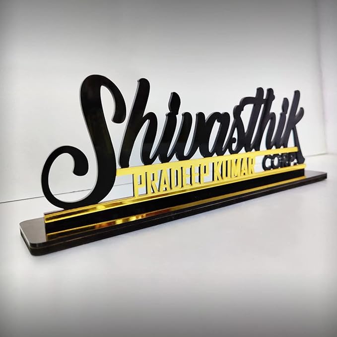 Customised Desk Nameplate Holder for Corporate Home Office Personalised Nameplate Holder | Customised Wooden Nameplate for Office Desk Lightweight Durable and Attractive Unique Personalised Gift