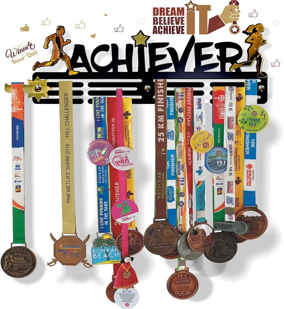 Medal Hanger Display Holder Body Building Female Sport Iron Hook Rack Frame Medal Hanger Awards Ribbon Wall Mounted Award Holder