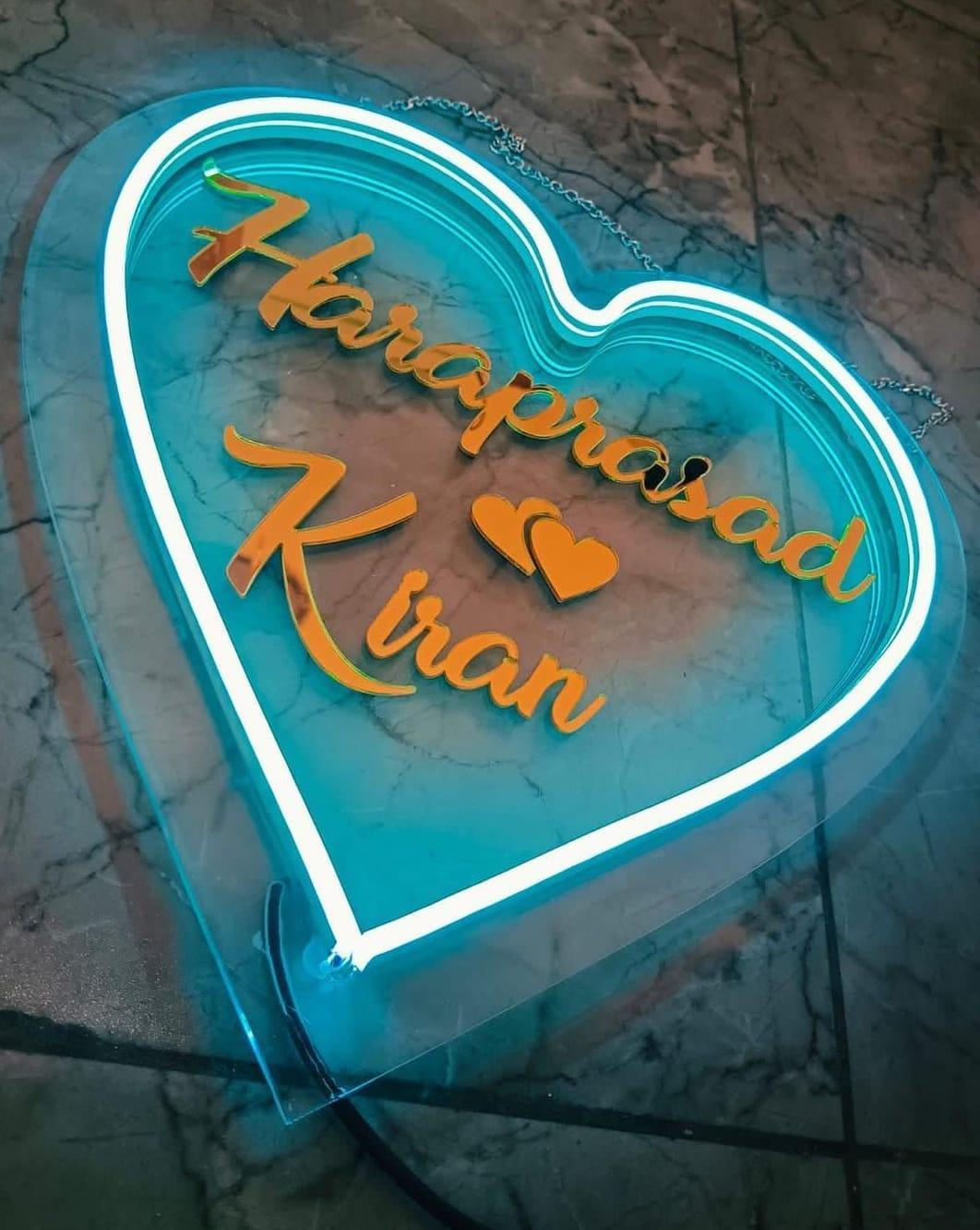 Personalized Heart Led Neon Sign Decorative Lights Wall Decor - Planet Customizers