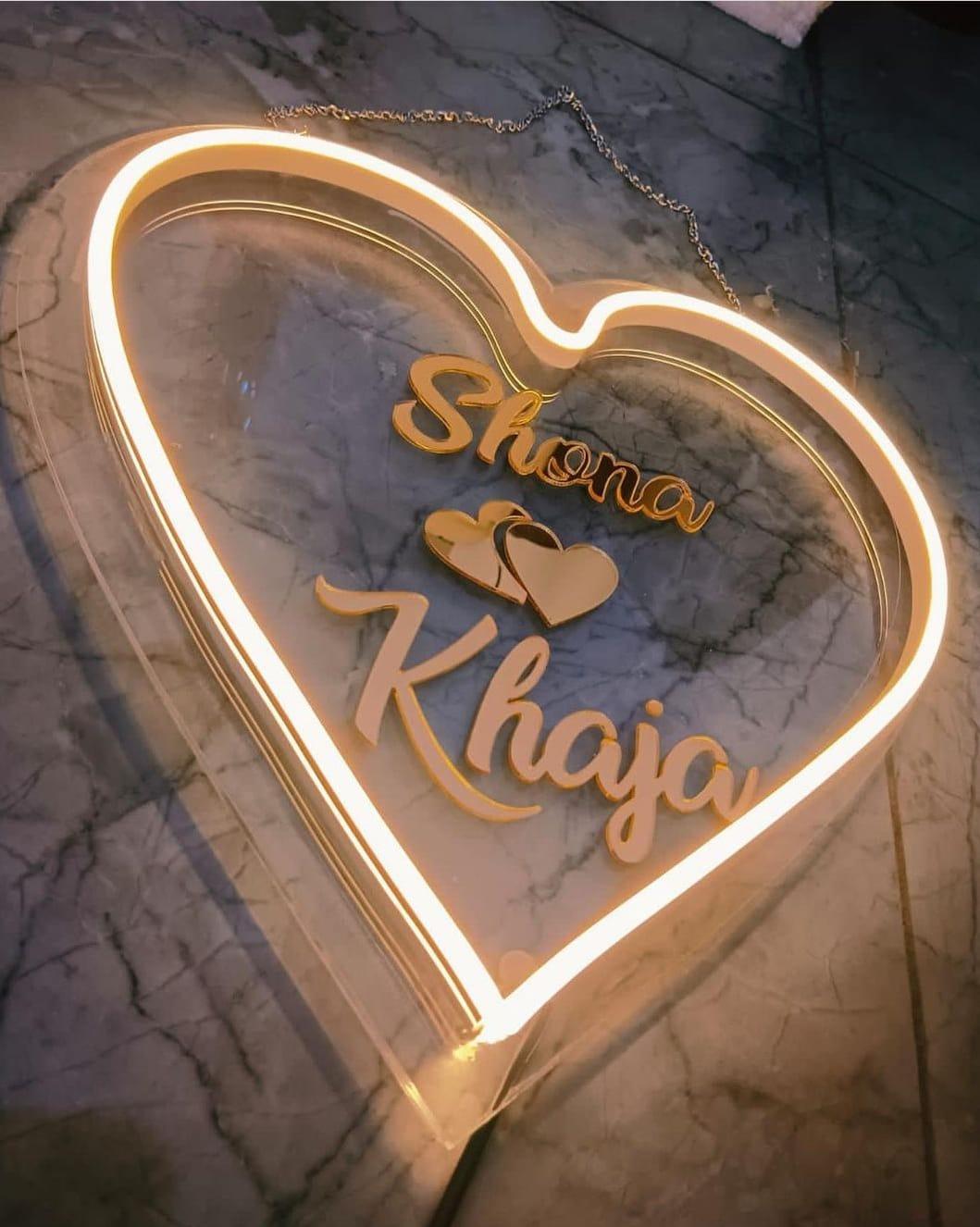 Personalized Heart Led Neon Sign Decorative Lights Wall Decor - Planet Customizers