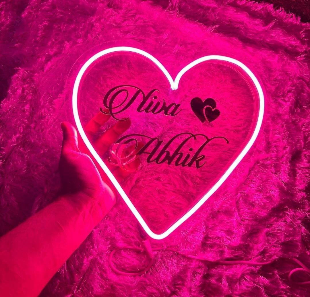 Personalized Heart Led Neon Sign Decorative Lights Wall Decor - Planet Customizers