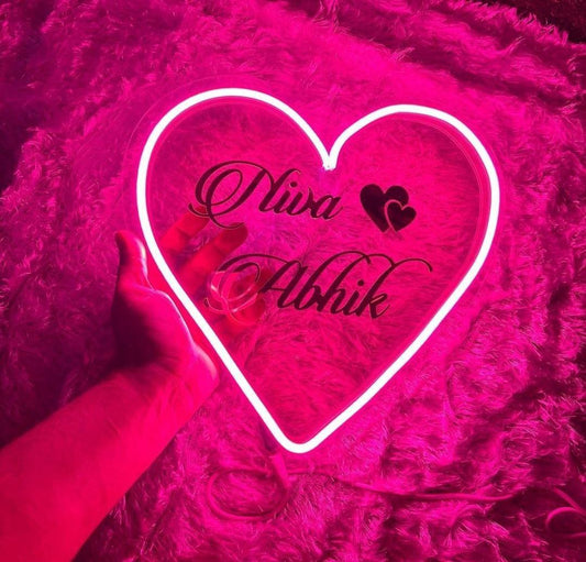 Personalized Heart Led Neon Sign Decorative Lights Wall Decor - Planet Customizers