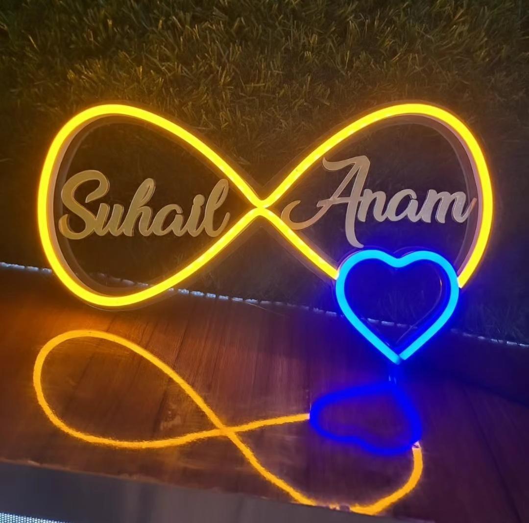 Personalized Infinity Couple Names Led Neon Sign Decorative Lights Wall Decor - Planet Customizers