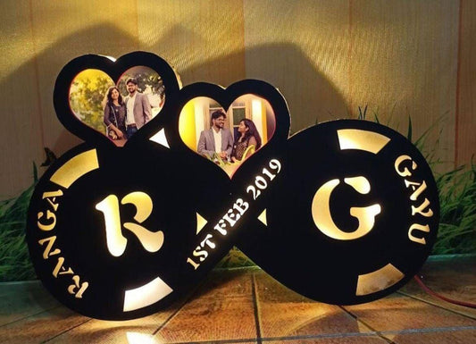 Couple Infinity Led Name Frame With Two Pics - Planet Customizers