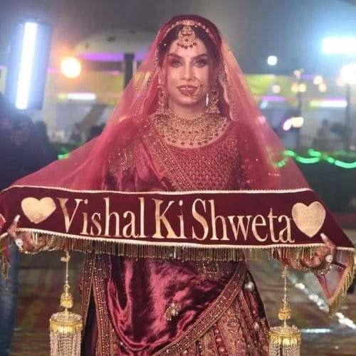 Bride entry dupatta with groom name