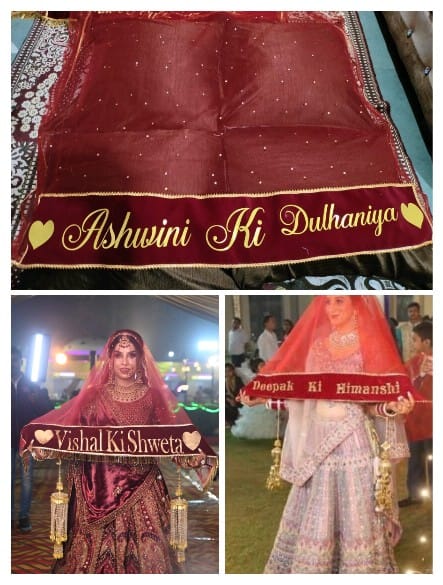 Bride entry dupatta with groom name