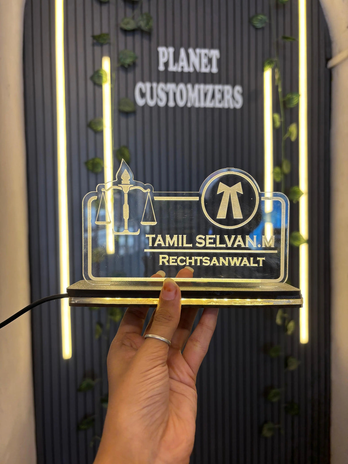 Personalised LED Acrylic Advocate Name Plate