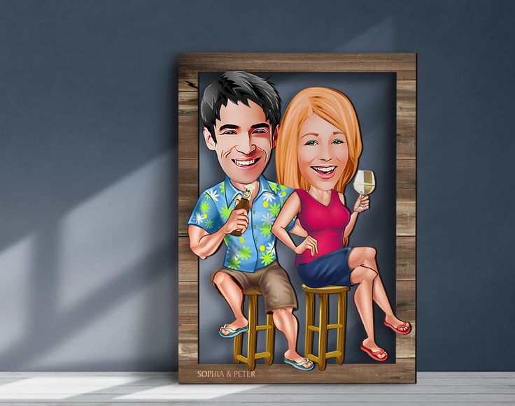 Personalized 3D Wooden Cartooned Lover, Couple Wall Art, Custom Cartoon Portrait, Wood Home Decor, Birthday Gift, Christmas Gift, Wall Decor