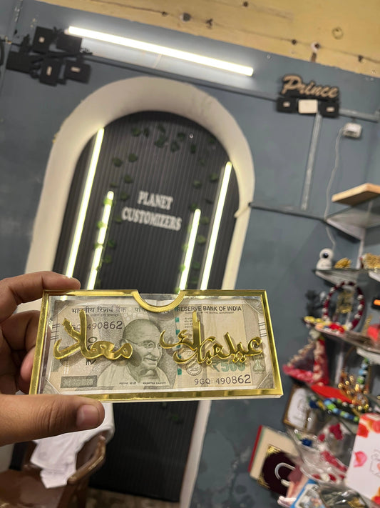 Customised Acrylic Money Envelope with Golden Name Cutting