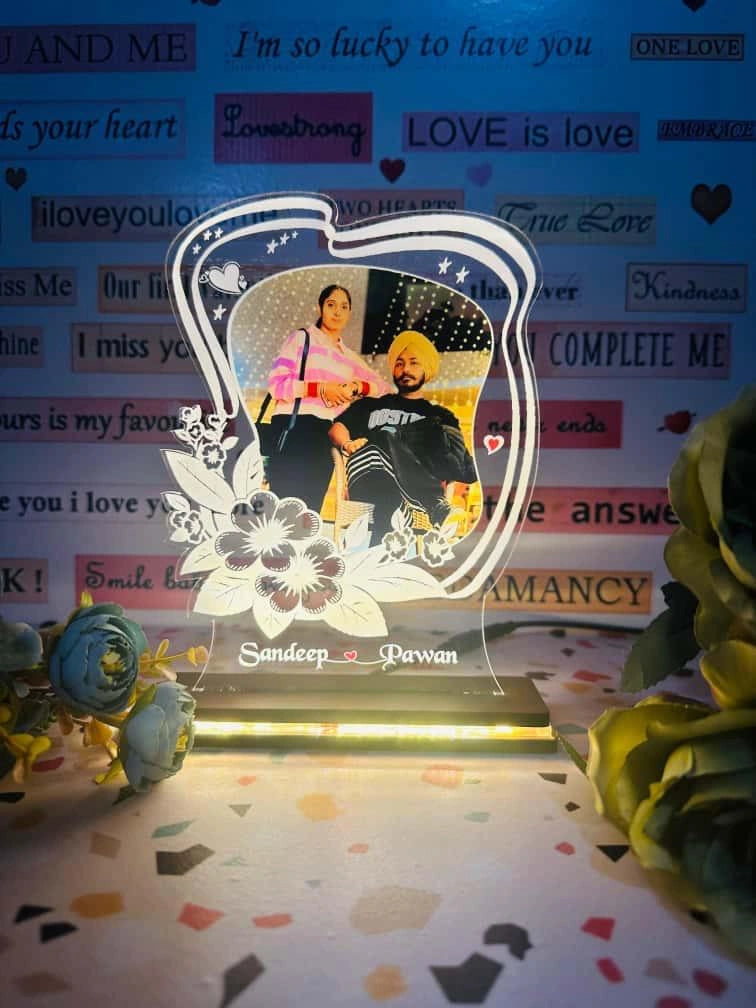 Customised Couple Acrylic LED Frame with Coloured Photo