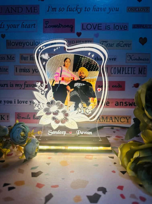 Customised Couple Acrylic LED Frame with Coloured Photo