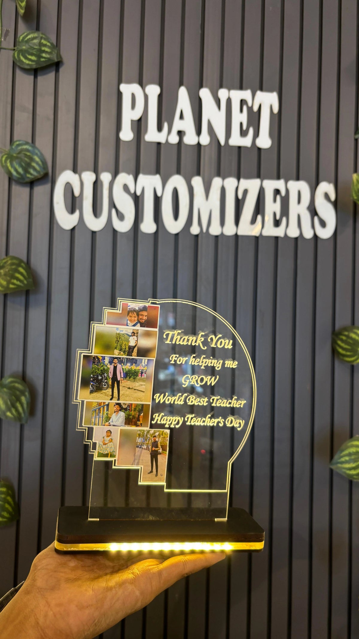 Customised Transparent Acrylic Engraved LED Moon Frame with Photos
