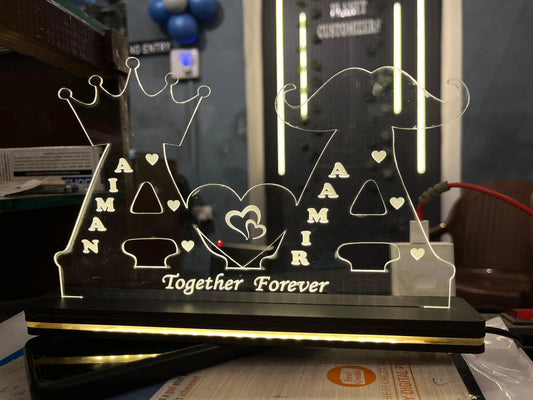 Customised Transparent Acrylic LED Couple Initials with Names