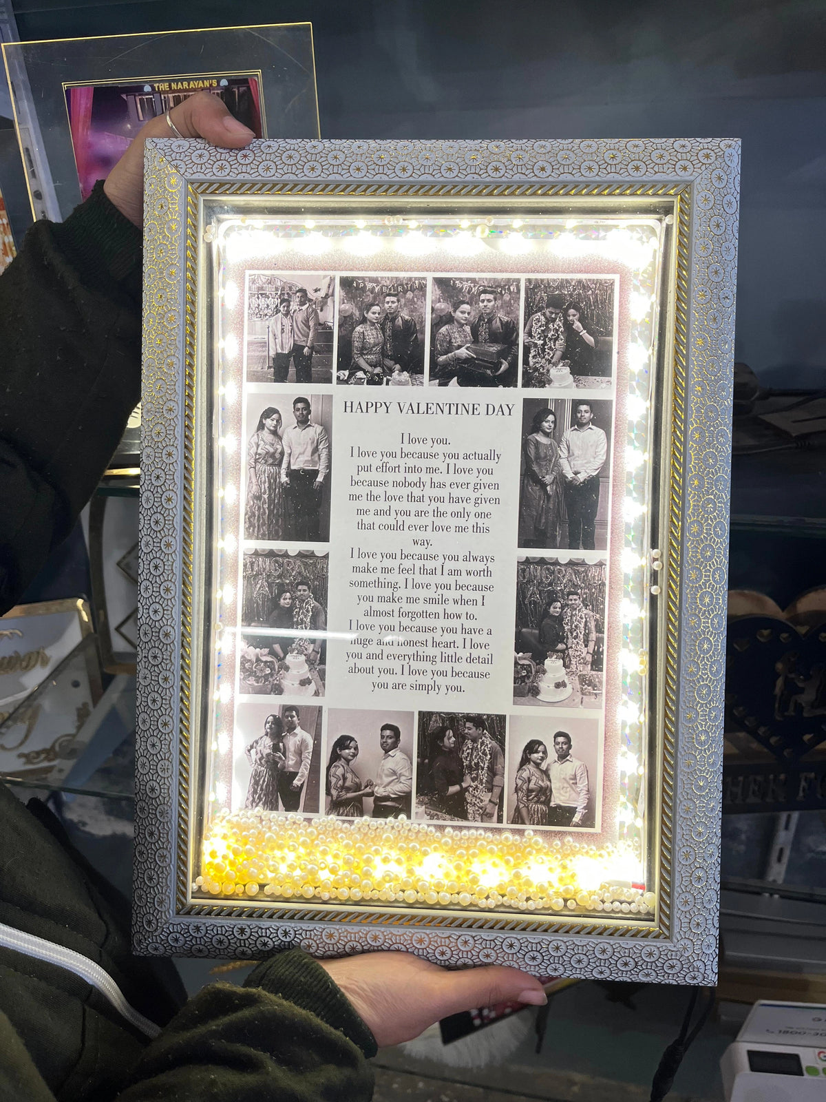 Customised 3D LED Photo Frame with Pearls