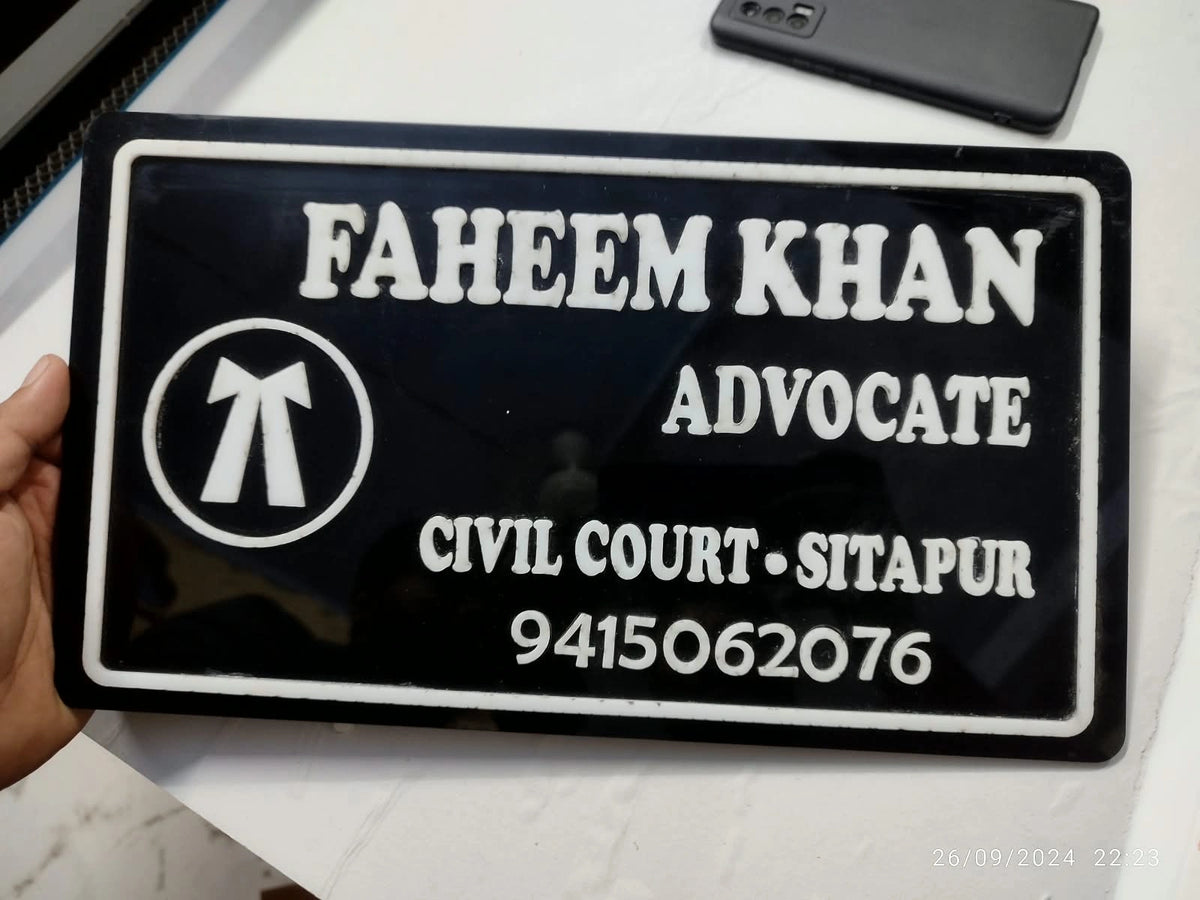 Customised Black Acrylic Advocate Name Plate