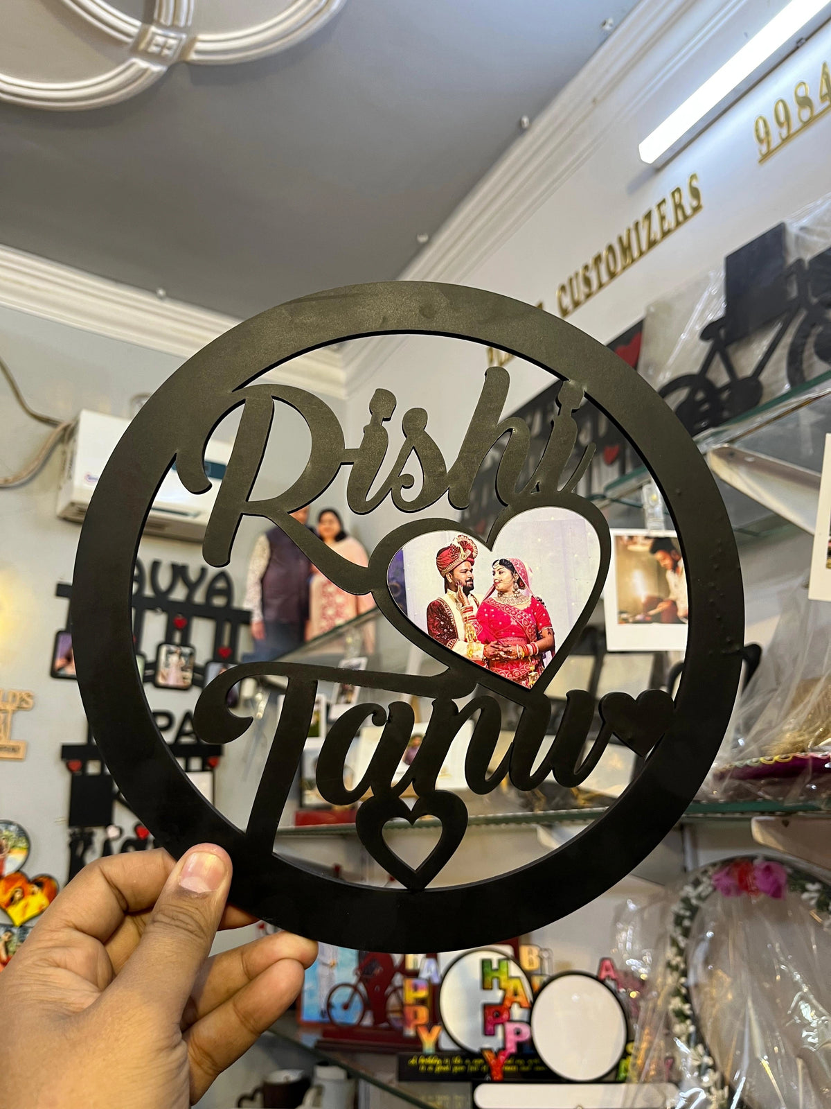 Customised Black Wooden Wall Hanging with Name & Photo