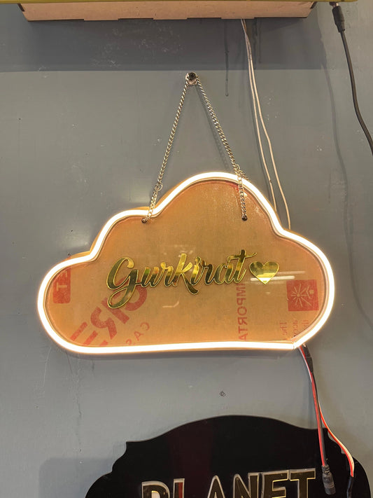 Customised Cloud Neon Sign with Name Cutting