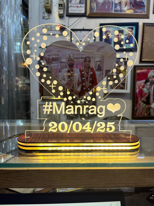 Customised Transparent Acrylic Heart Shape LED Frame