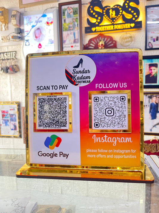 Customised Sublimation QR Scanner with Golden Base & Border
