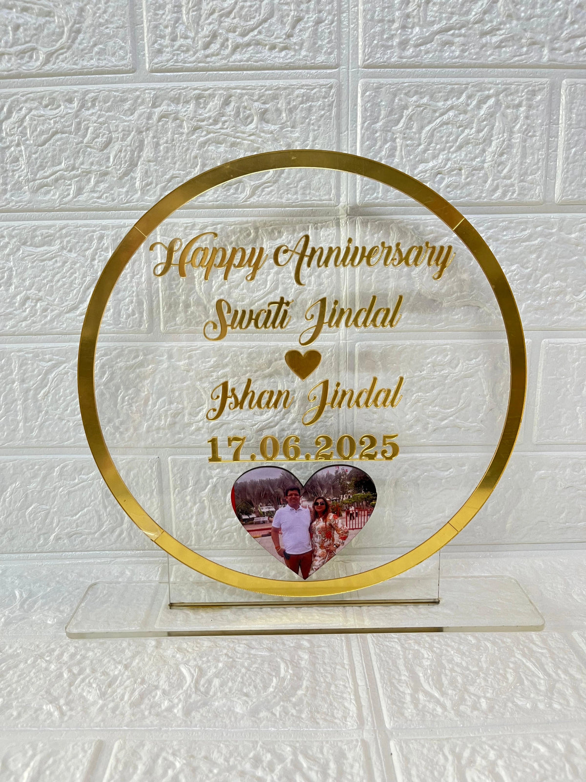 Customised Transparent Acrylic Standee with Golden Name Cutting & Photo