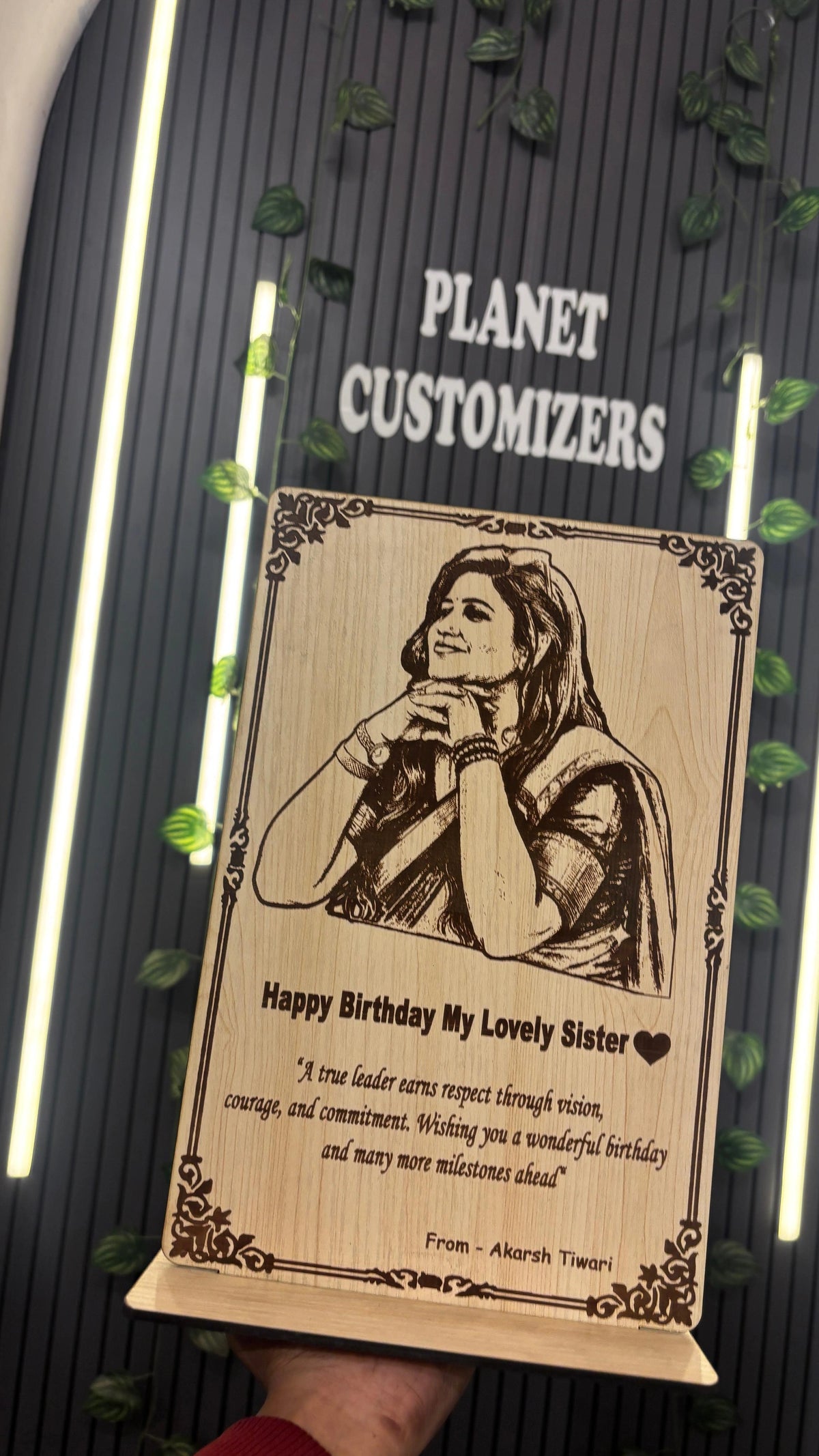 Customised Wooden Engraved Photo Frame with Stand