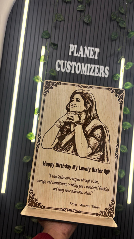 Customised Wooden Engraved Photo Frame with Stand