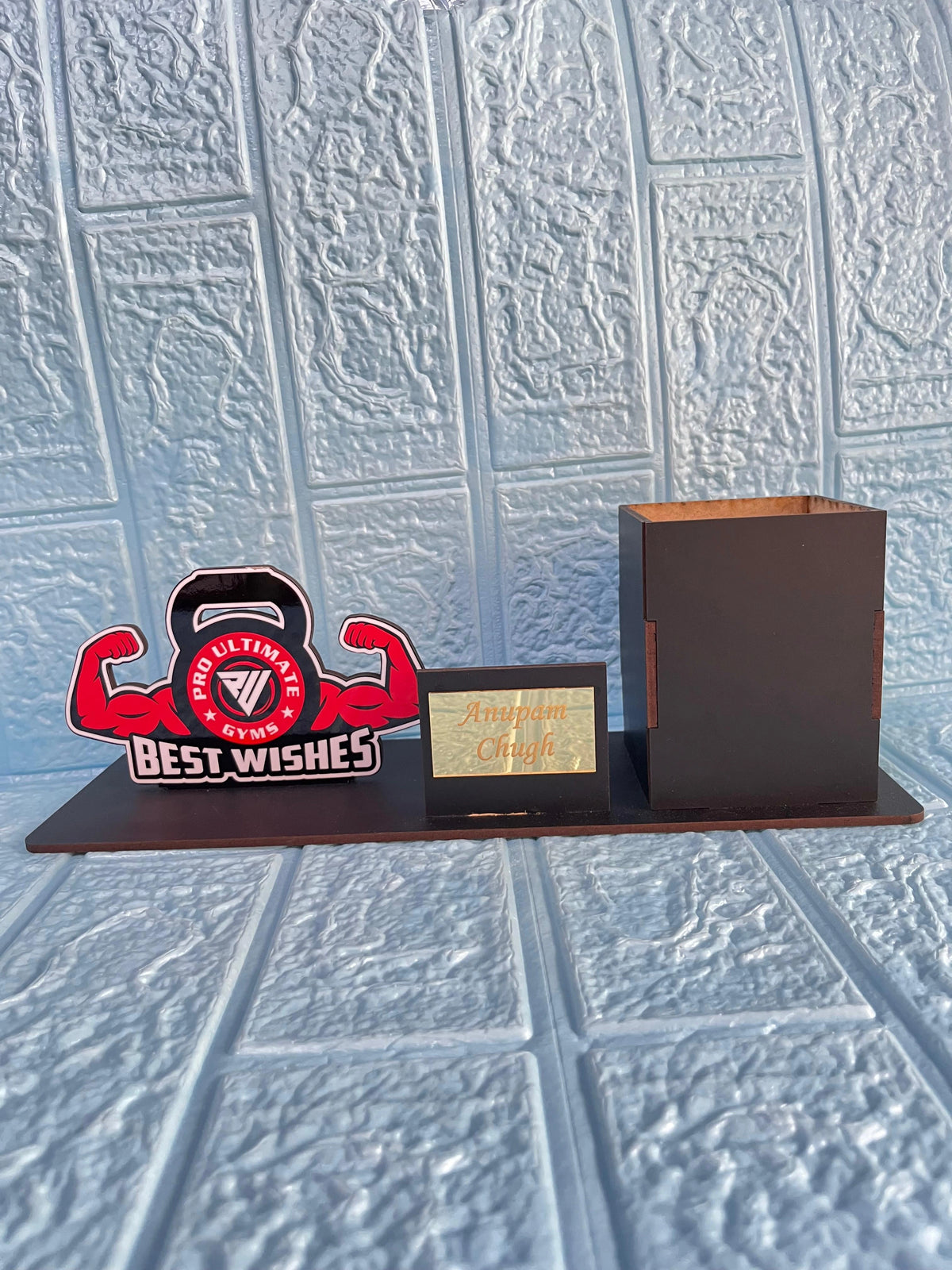 Customised Wooden Pen Stand for Gym Lovers