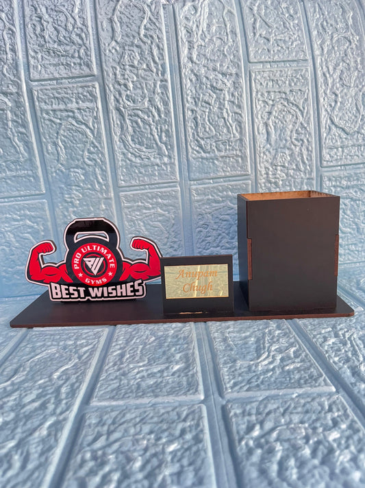 Customised Wooden Pen Stand for Gym Lovers