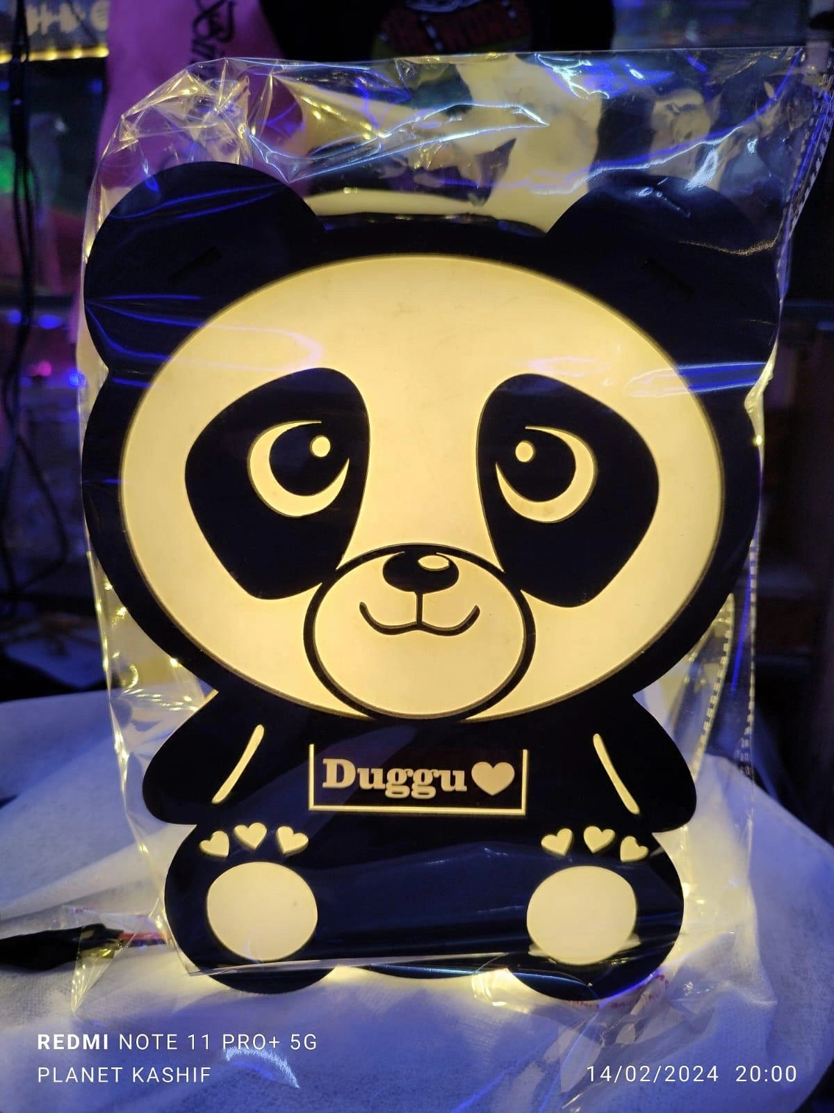 Customised Wooden Panda LED Name Lamp