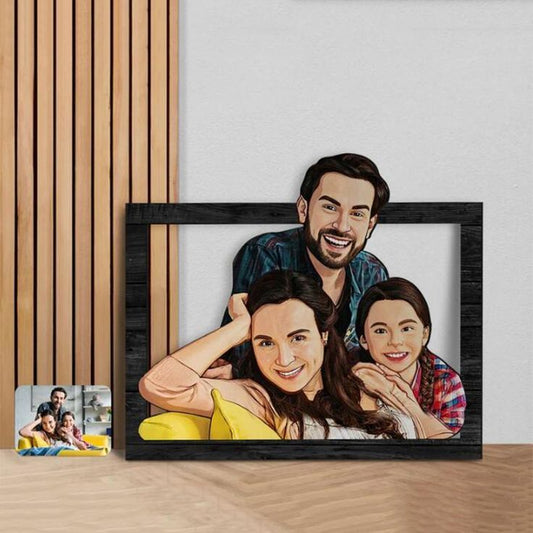 Personalized 3D Wooden Cartooned Lover, Couple Wall Art, Custom Cartoon Portrait, Wood Home Decor, Birthday Gift, Christmas Gift, Wall Decor