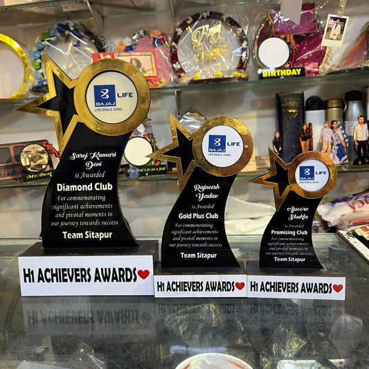 Customised MDF Star Trophy with Wooden Box Stand