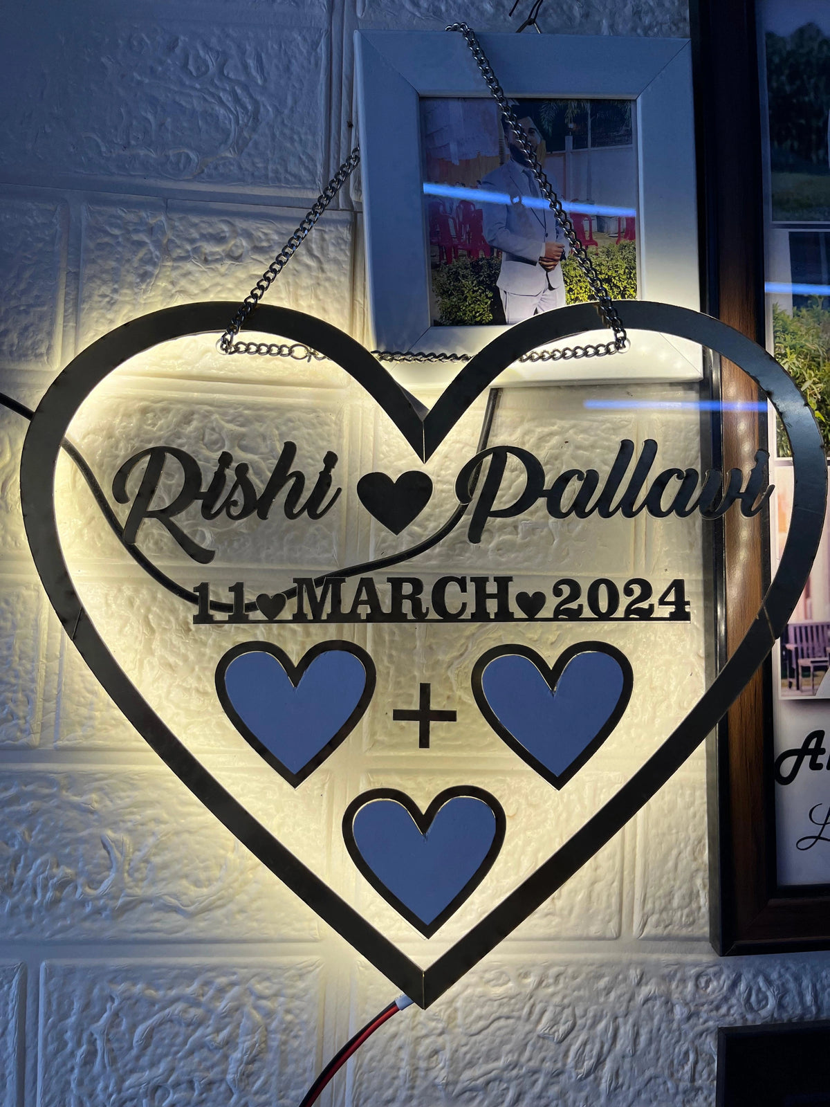 Customised Heart Shape LED Thumb Print Acrylic Frame
