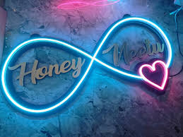 Infinity LED neon Light with two names/Custom Led Neon Infinity Heart Signs Lights for Bedroom, Wedding Party, Personalized Your Name Wall Décor