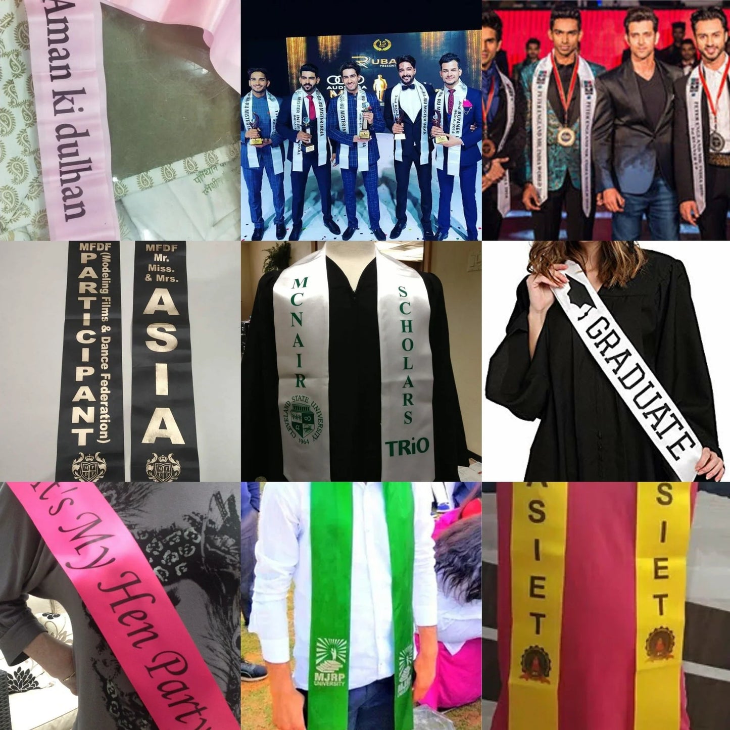 Personalized Customizable Sash for Fashion Shows, Corporate Functions, College Freshers Party, Bachelor Party, Fun Games, Wedding Functions