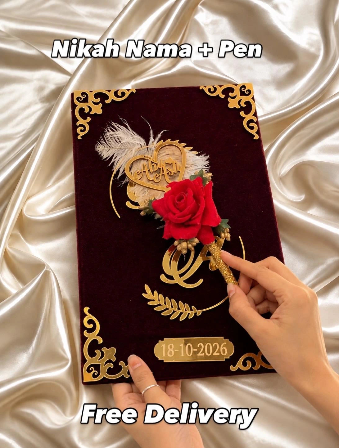 A4 Personalised Nikah Nama with Nikah Pen | Premium Wedding Certificate & Gift Set