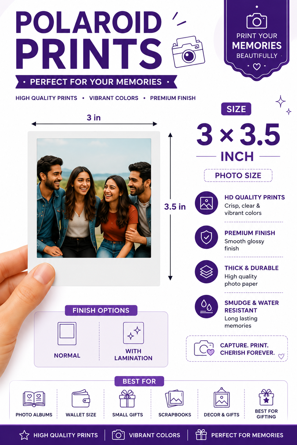 Medium Customised Polaroid Prints (20 Photos) | Personalised Photo Prints