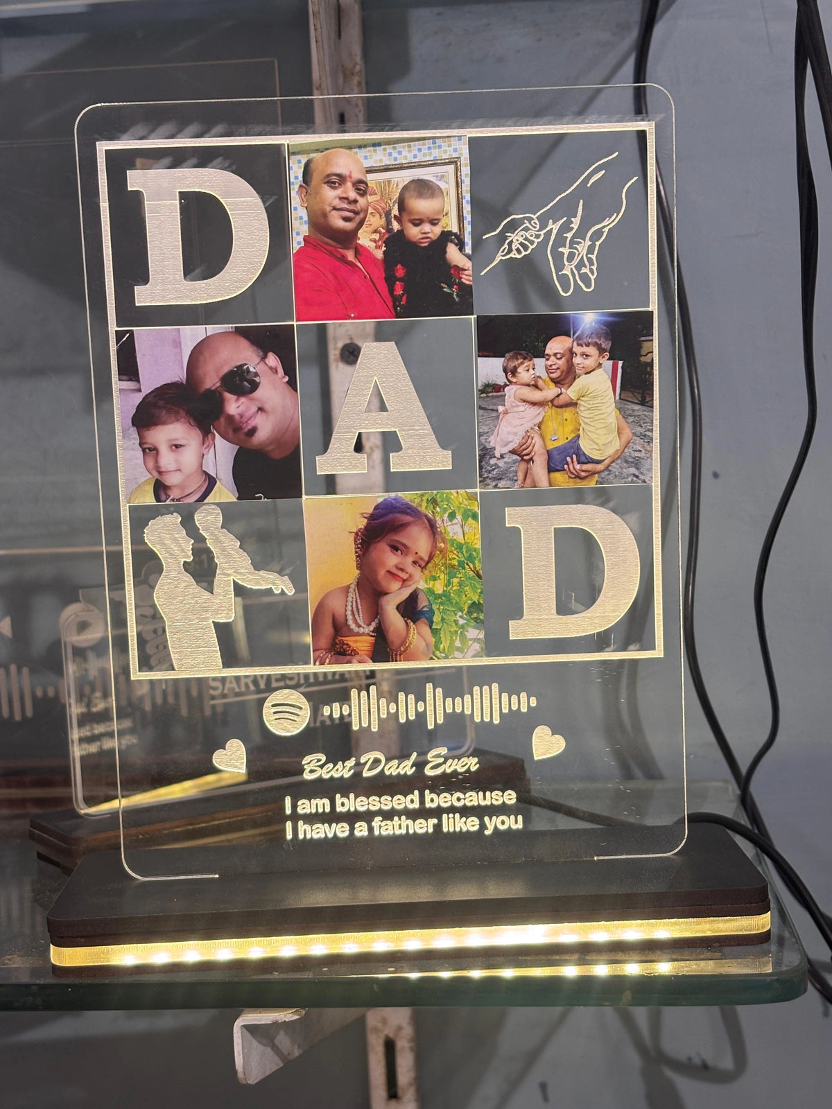 Personalised Transparent Acrylic LED Spotify Frame with Photo