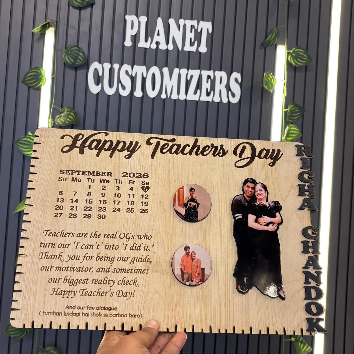 Personalised Wooden Teachers Day Calendar Photo Frame