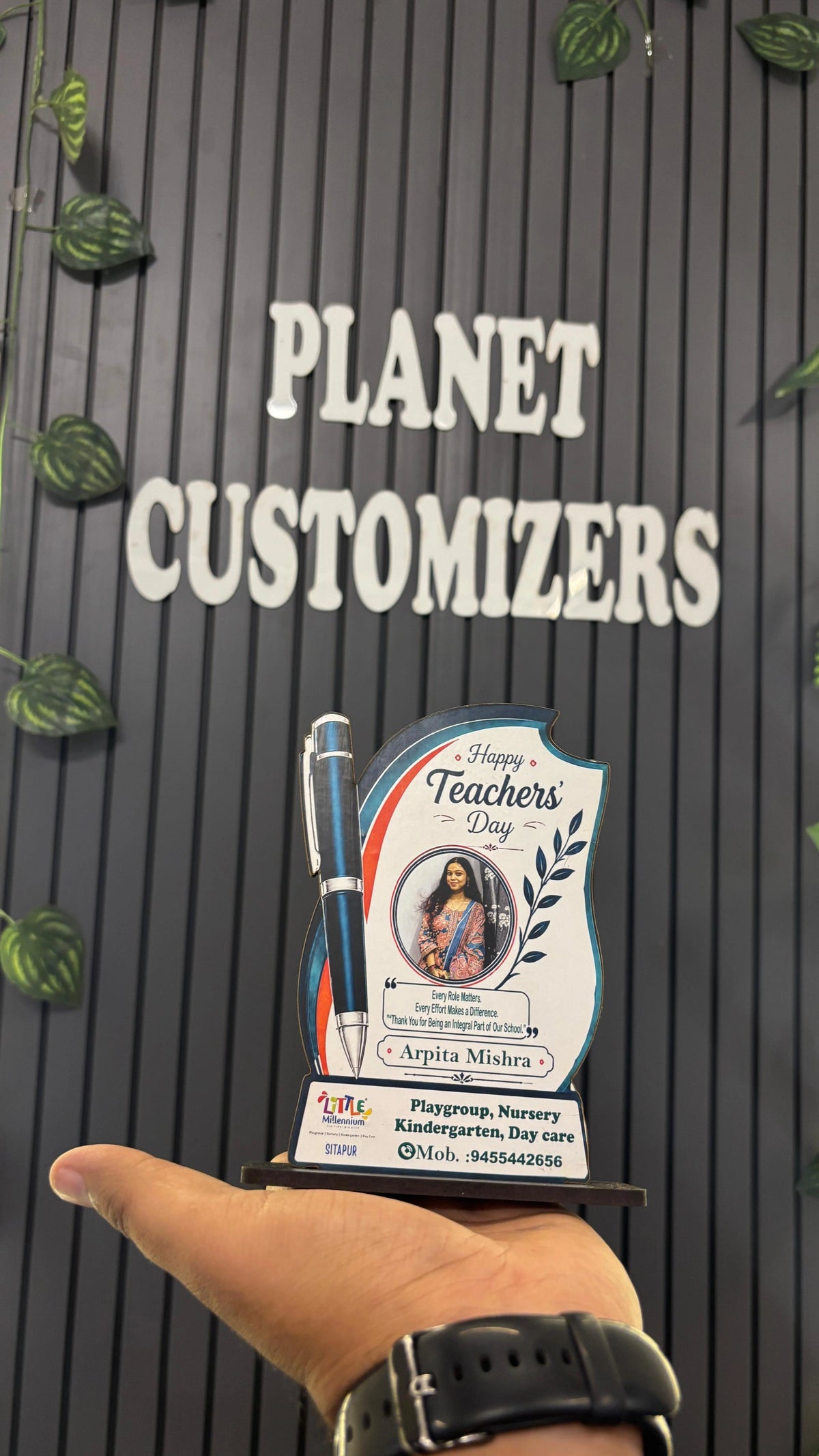 Customised Wooden Cutout Trophy with Wooden Base