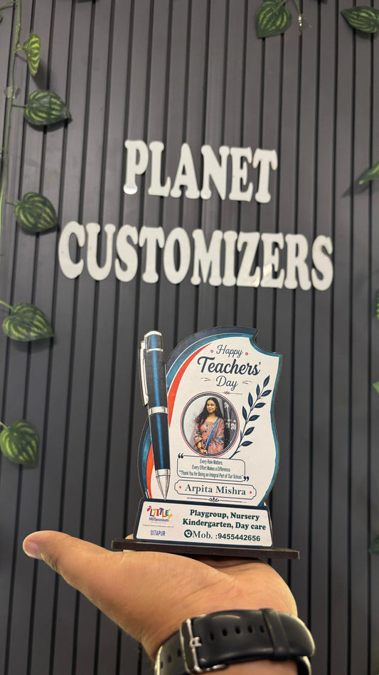 Customised Wooden Cutout Trophy with Wooden Base