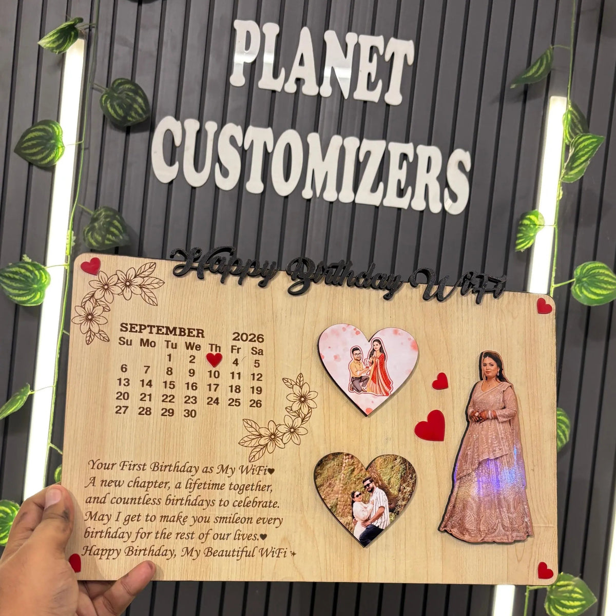 Personalised Wooden Birthday Calendar Photo Frame